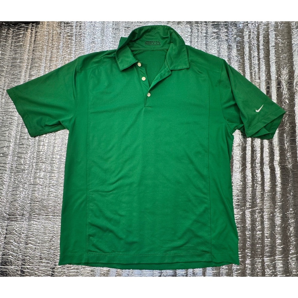 Nike Golf NikeFit DRY Polo Shirt Mens Medium Green Short Sleeve Swoosh Logo